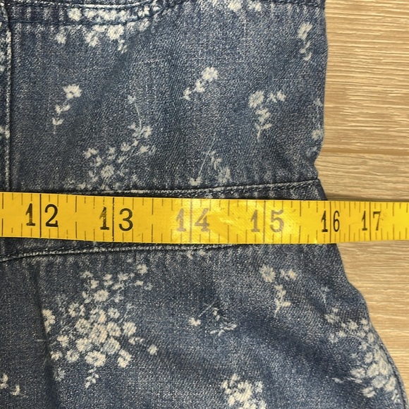 American Eagle Corset Fit and Flare Floral Print Sleeveless Denim Mini Dress XL - Picture 11 of 16